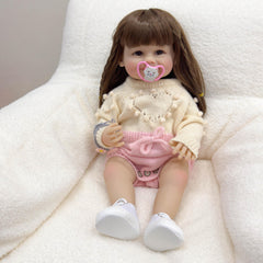 Realistic Silicone Vinyl Reborn Doll with Pink Knitted Outfit