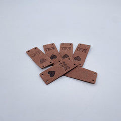 20pcs With Love WORDS Faux Suede Labels Faux Leather Labels