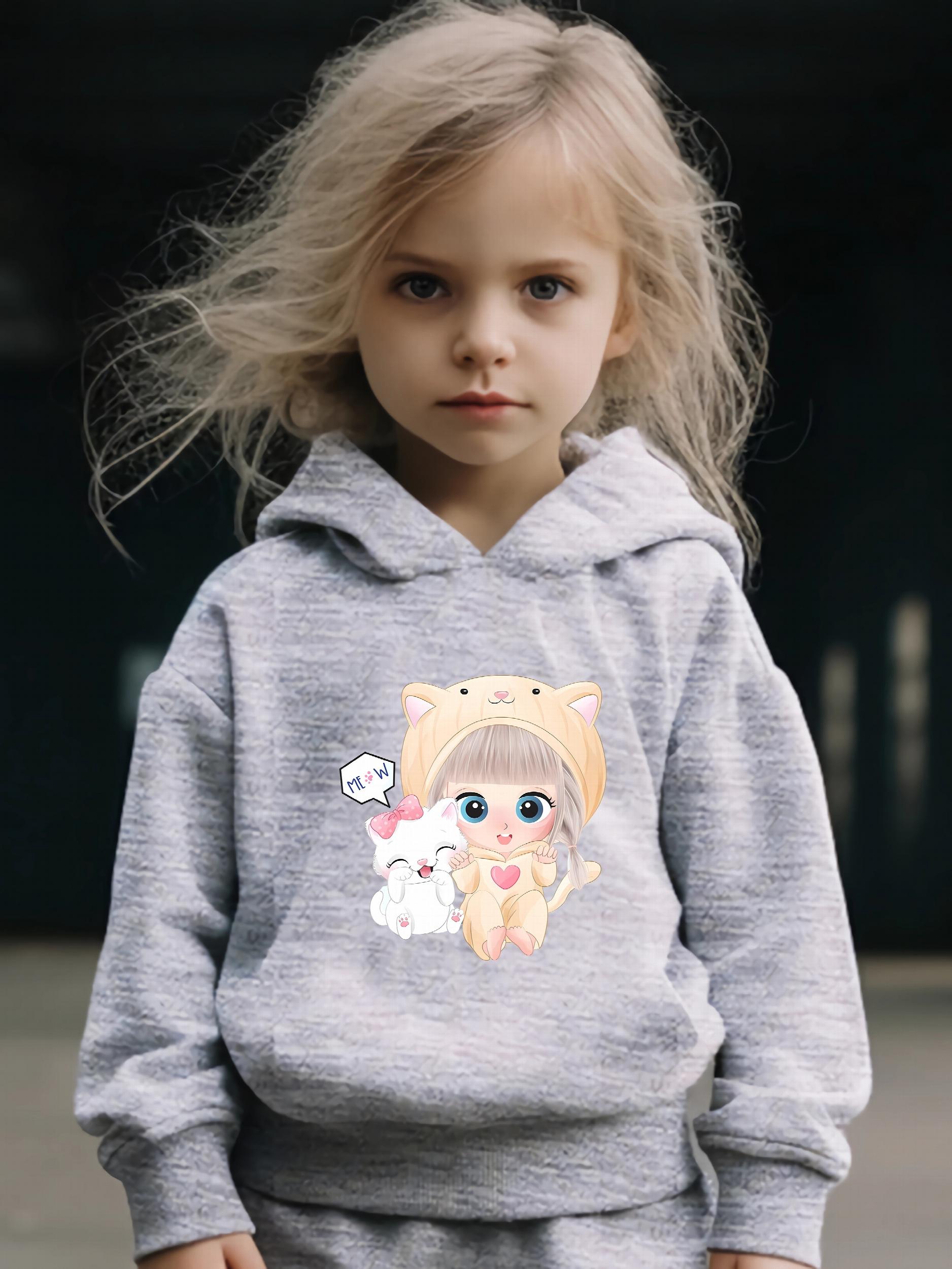 Cartoon Girl Print 2pcs Girls Outfits For Sports Spring Fall Outdoor Gift