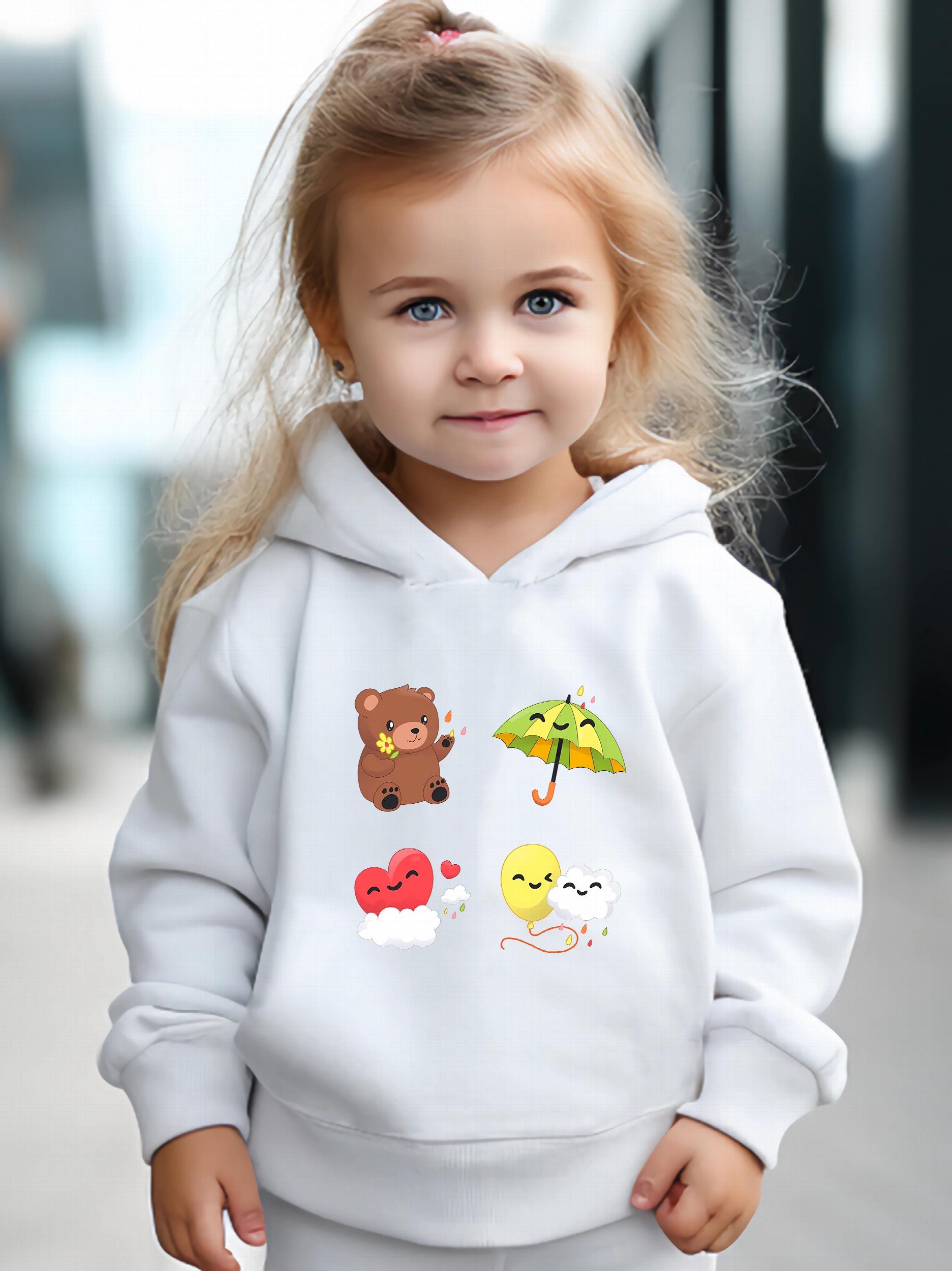 Bear & Heart Pattern 2pcs Breathable Activewear Sets Girls