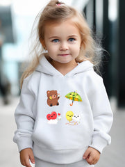 Bear & Heart Pattern 2pcs Breathable Activewear Sets Girls