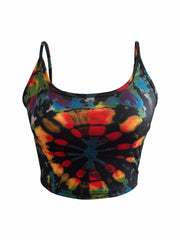 Tie Dye Crop Cami Top Crew Neck Summer Sleeveless Women's Clothing
