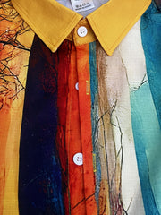 Stripe Print Men's Casual Button Up Long Sleeve Shirt