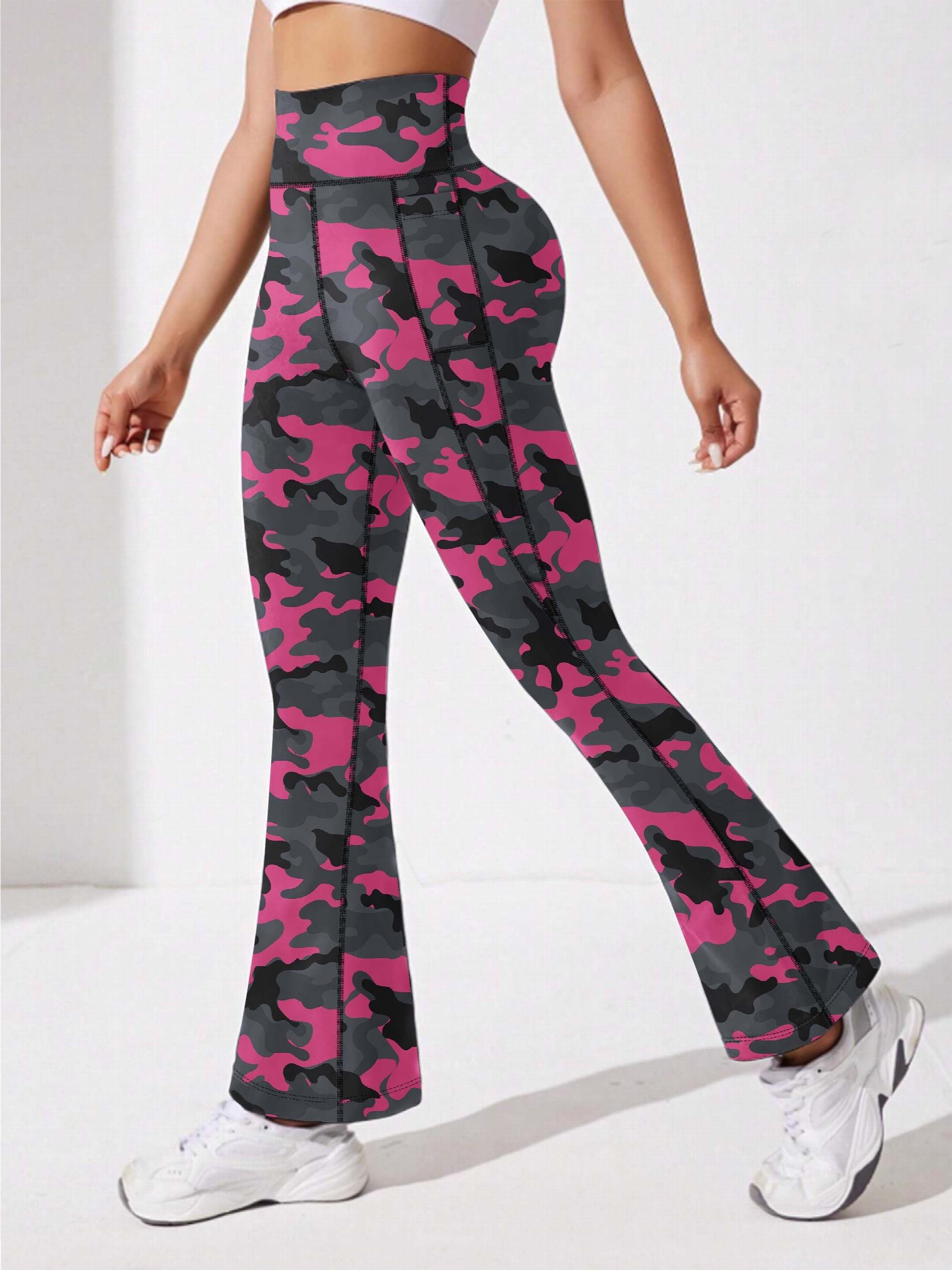 Women's Camo Print Flared Pants High Waist Bootcut Leggings