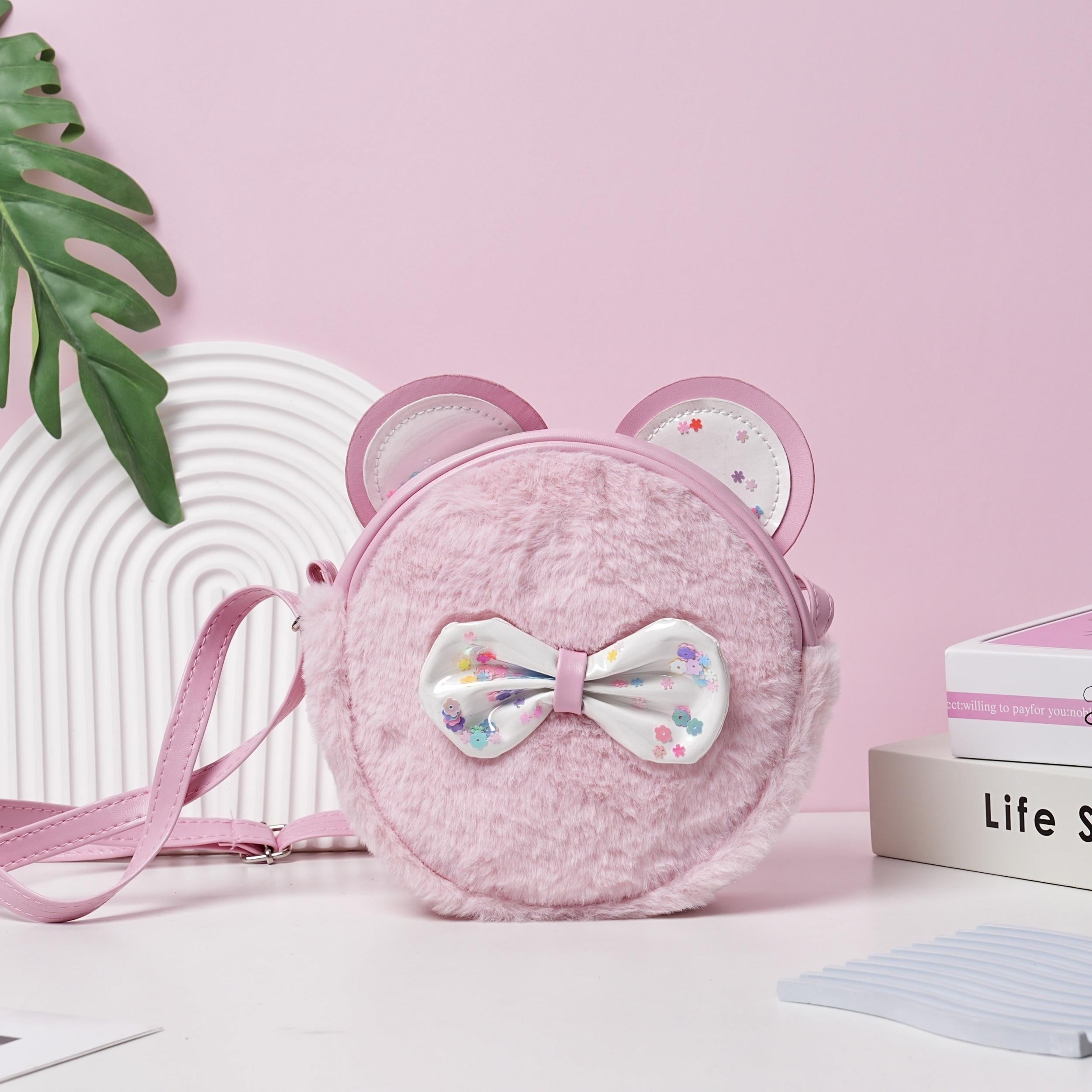 Cartoon Cat Plush Crossbody Bag for Girls