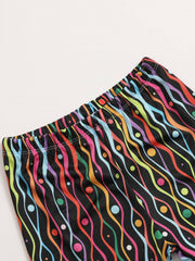 Toddler Girls Wavy Pattern Dance Shorts Breathable Stretchy Safety