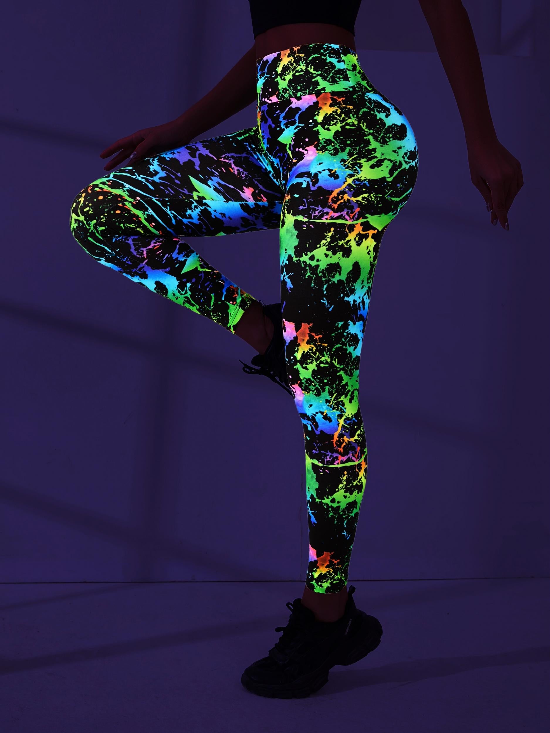 Splash Print Hip Lifting Sports Leggings Yoga Fitness Pants