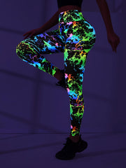 Splash Print Hip Lifting Sports Leggings Yoga Fitness Pants