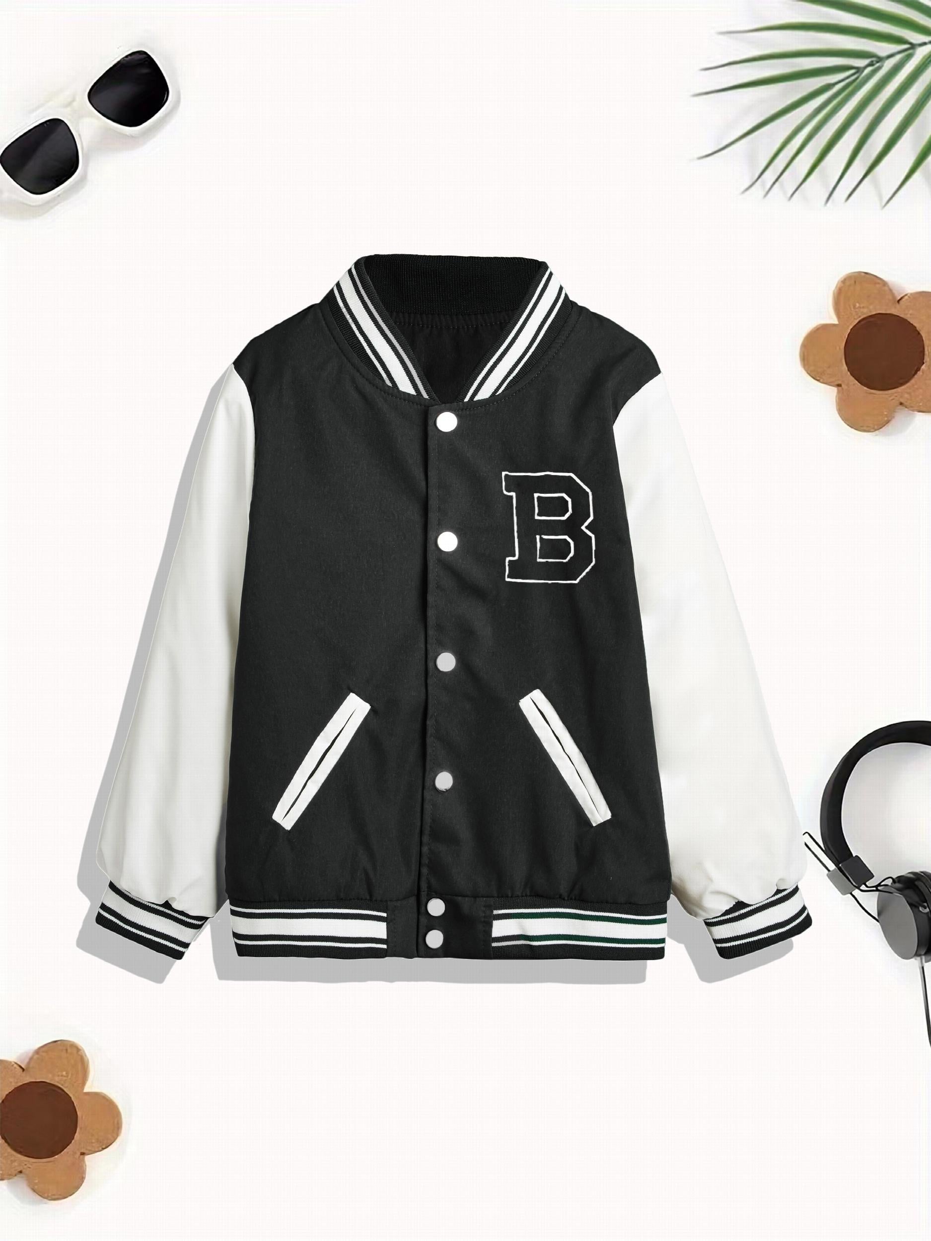 Unisex Kid's Varsity Jacket Zip Pockets for Boys & Girls