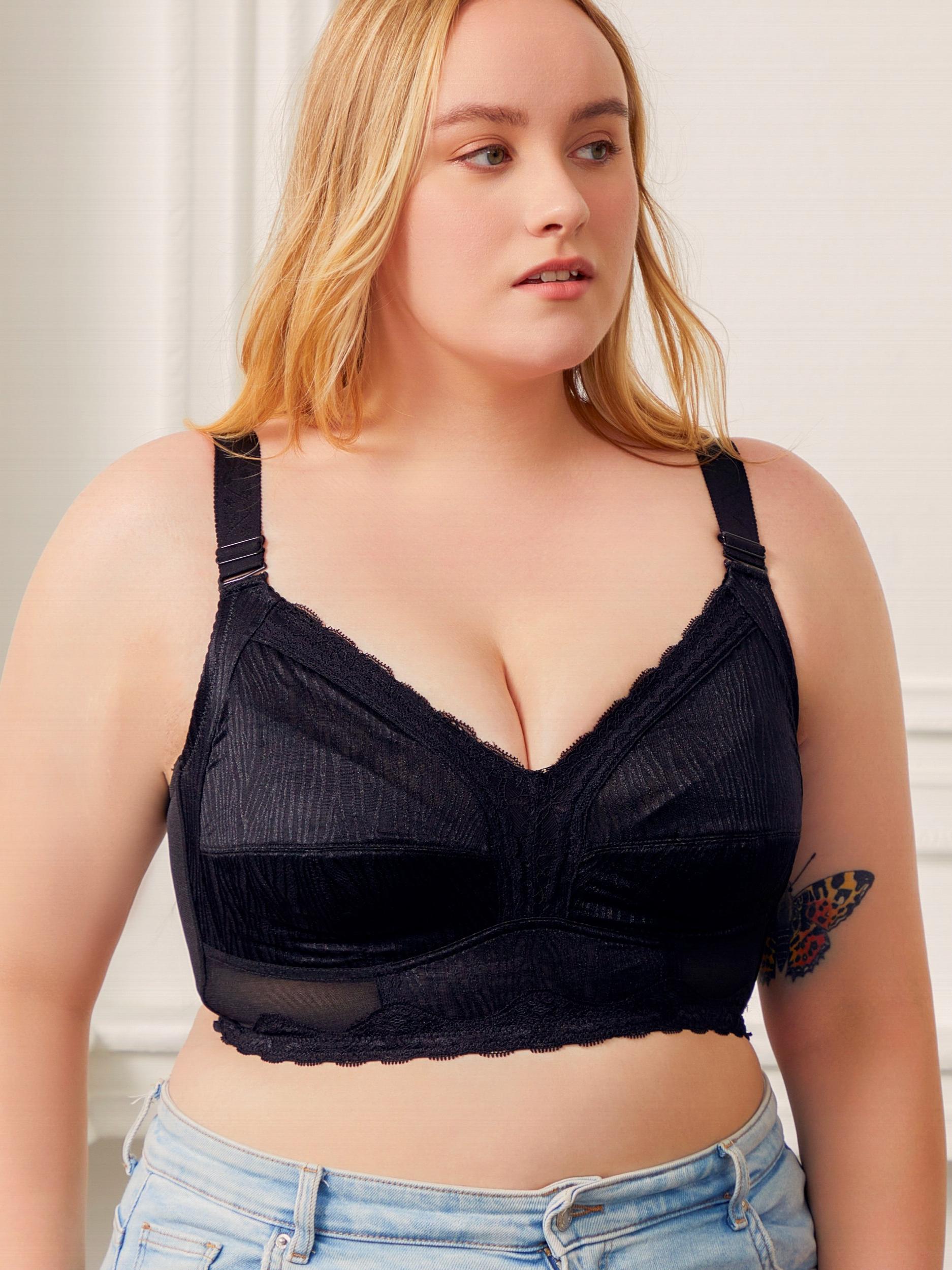 Plus Size Full Cover Wireless Lace Bra