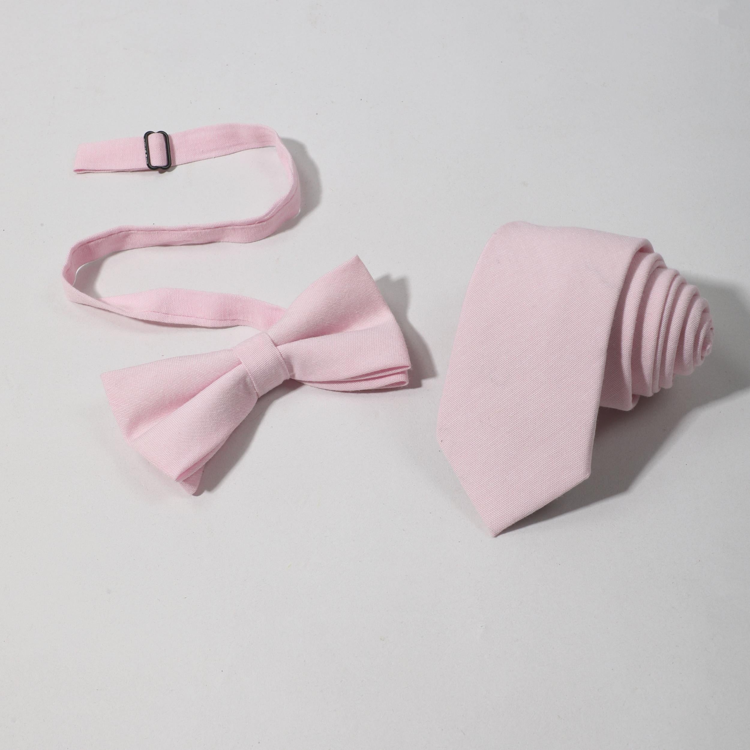 Men's Solid Necktie Bow Tie Set For Business Wedding Party Wear