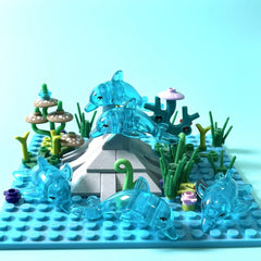 5pcs Mini Dolphin Building Blocks Translucent Marine Animal DIY Ocean Th