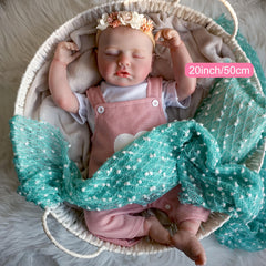 20" Reborn Kids Doll Pink Outfit Soft Cloth Body 3D Skin Clothes Bottle Gift