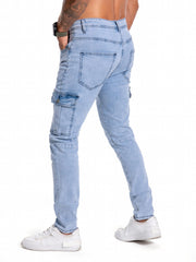 Slim Fit Biker Jeans Men's Street Style Stretch Denim Pants
