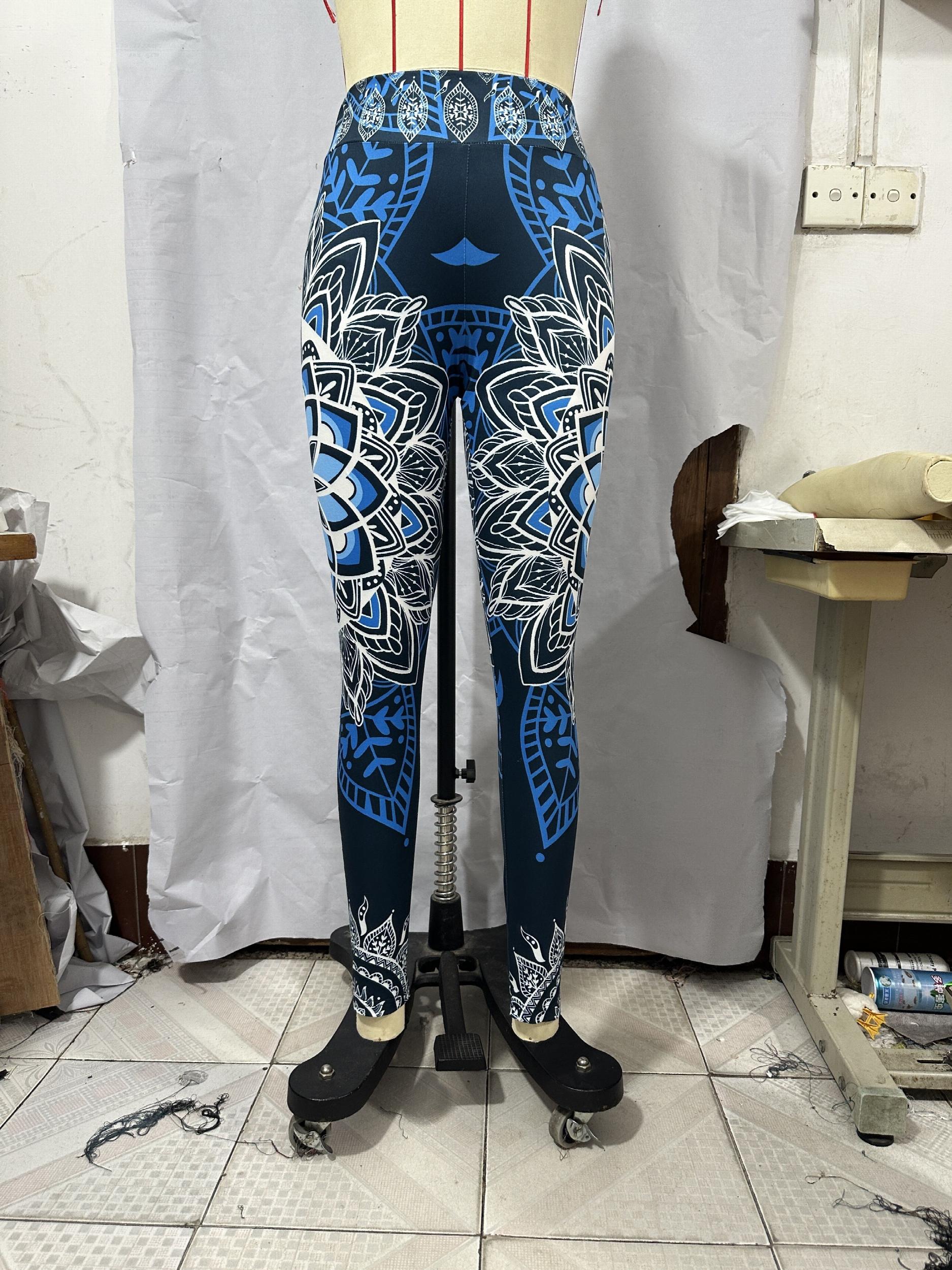 Ethnic Floral Print High Waist Leggings Long Length
