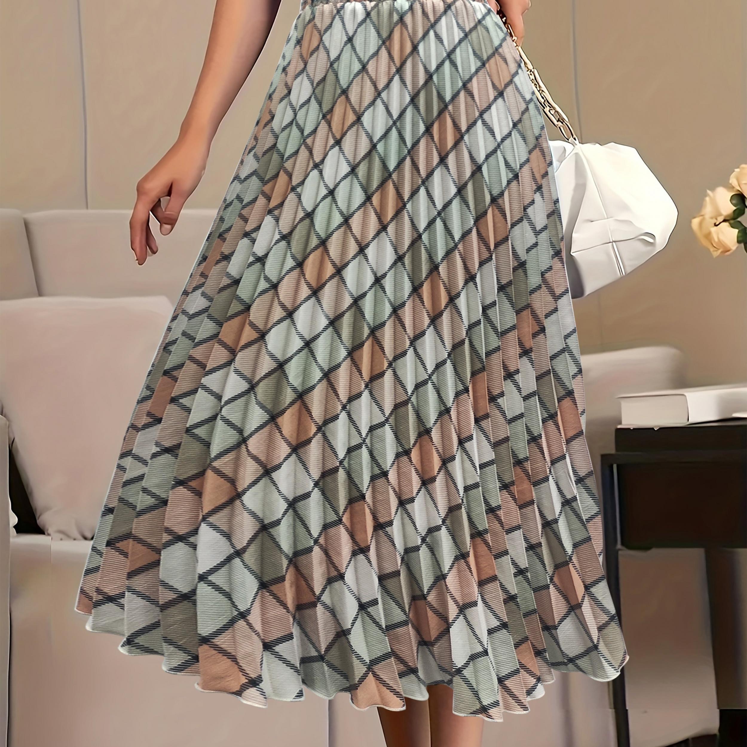 Casual Skirt Women's Plus Argyle Print Maxi Skirt