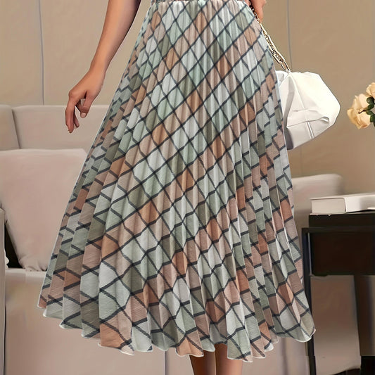 Casual Skirt Women's Plus Argyle Print Maxi Skirt