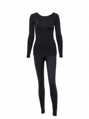2pcs Thermal Underwear Set Crew Neck Top & Leggings Women's Activewear