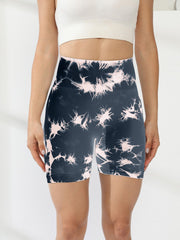 Tie Dye Yoga Workout Shorts High Waist Athletic Running Sports Shorts