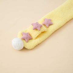 Girls Star Fleece Thermal Scarf with Plush Ball for Winter