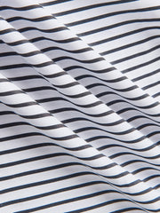 Stripe Print Half Zipper Long Sleeve V Neck Top
