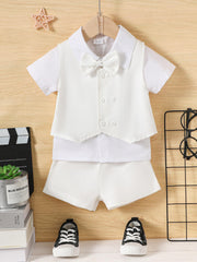 Boys Baptism Dress Little Gentleman Outfit 3pcs Set