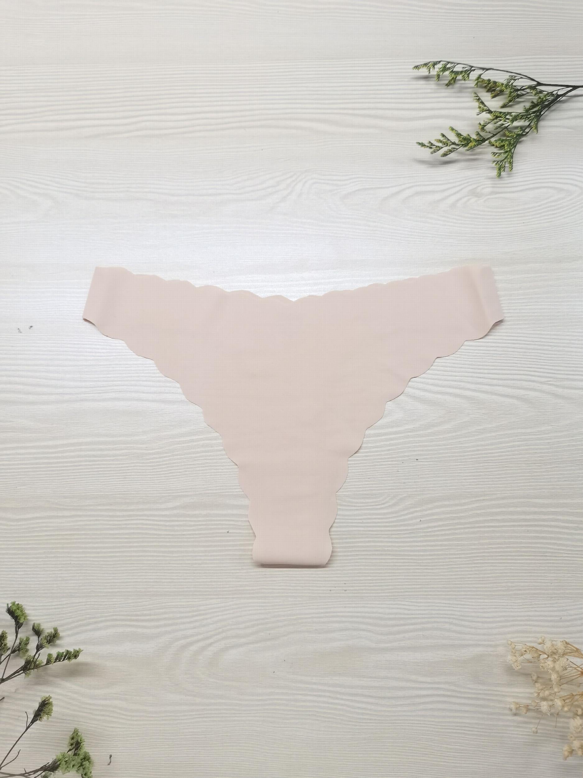5pcs Scallop Trim Thongs Seamless & Comfy Stretchy Intimates Panties