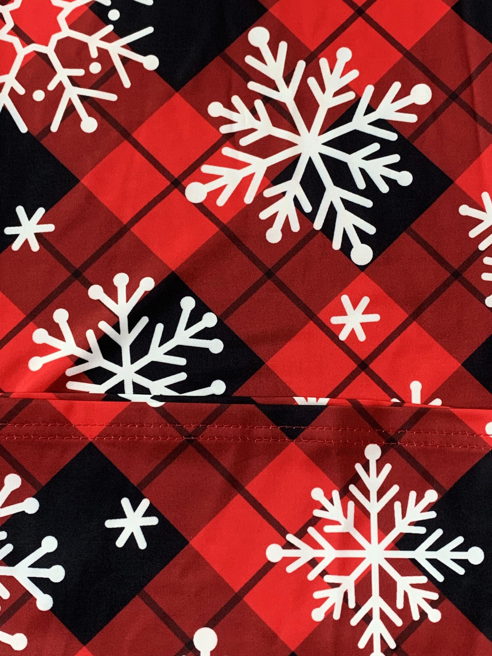 Plaid & Snowflake Print Wide Leg Jumpsuit