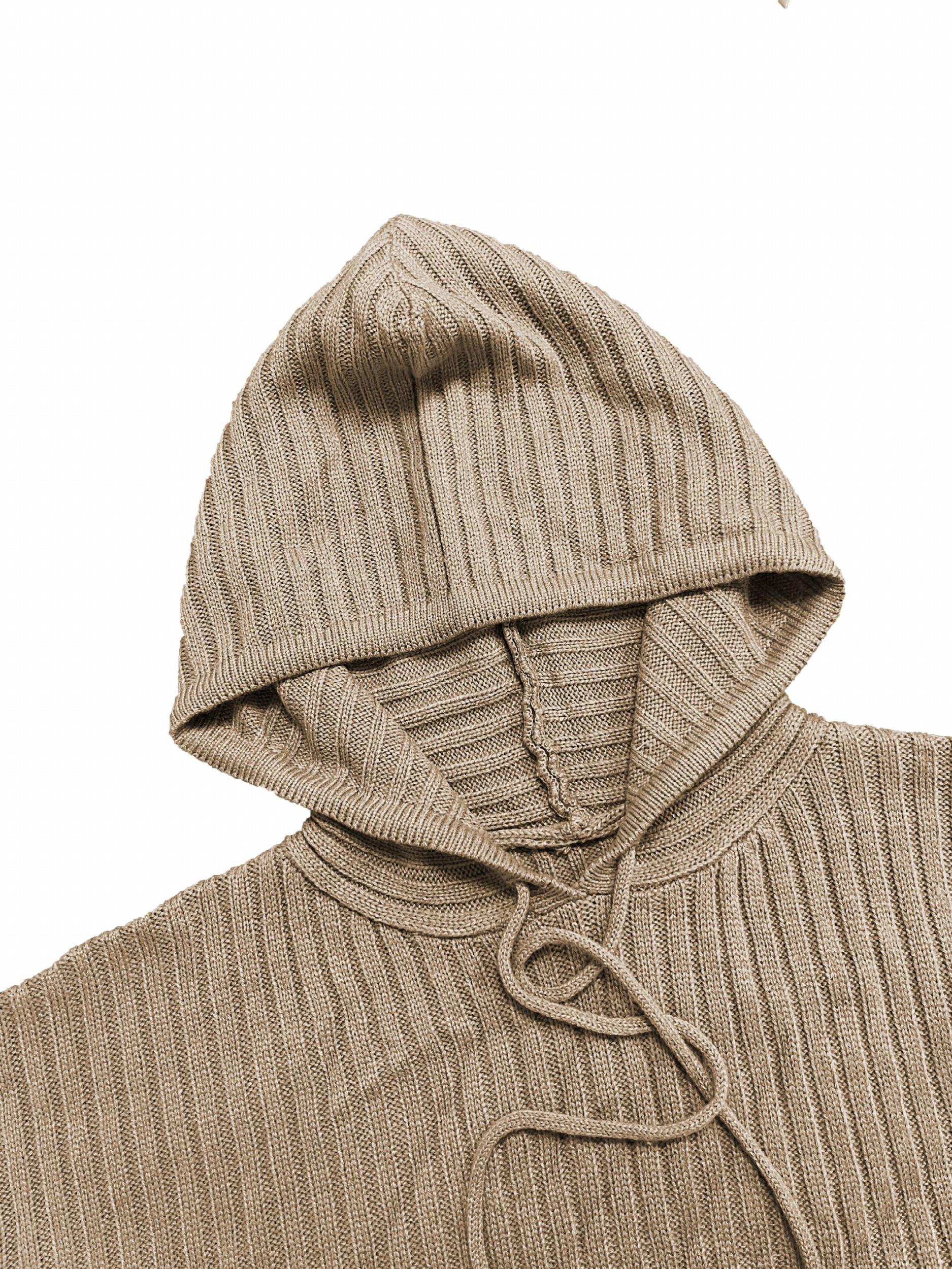 Ribbed Knit Hooded Sweater & Pants Set
