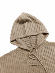 Ribbed Knit Hooded Sweater & Pants Set