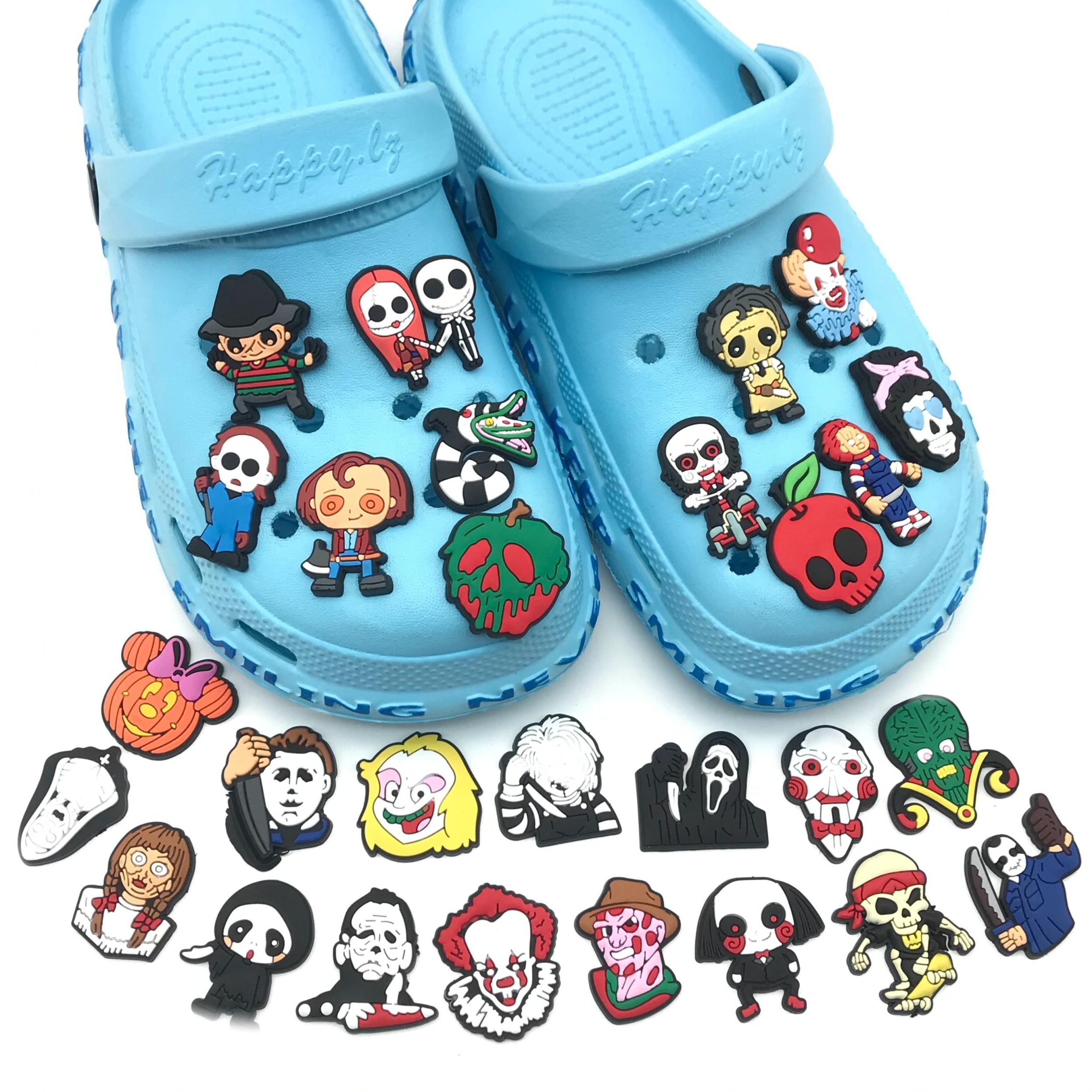 28pcs Horror Skull Pattern Charms For Clogs PVC Shoes