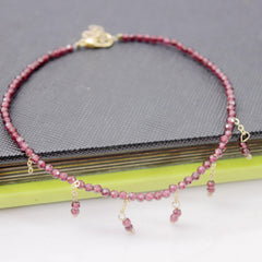 Natural Stone Amethyst Tourmaline Lucky Anklet Beaded Anklet For Kids