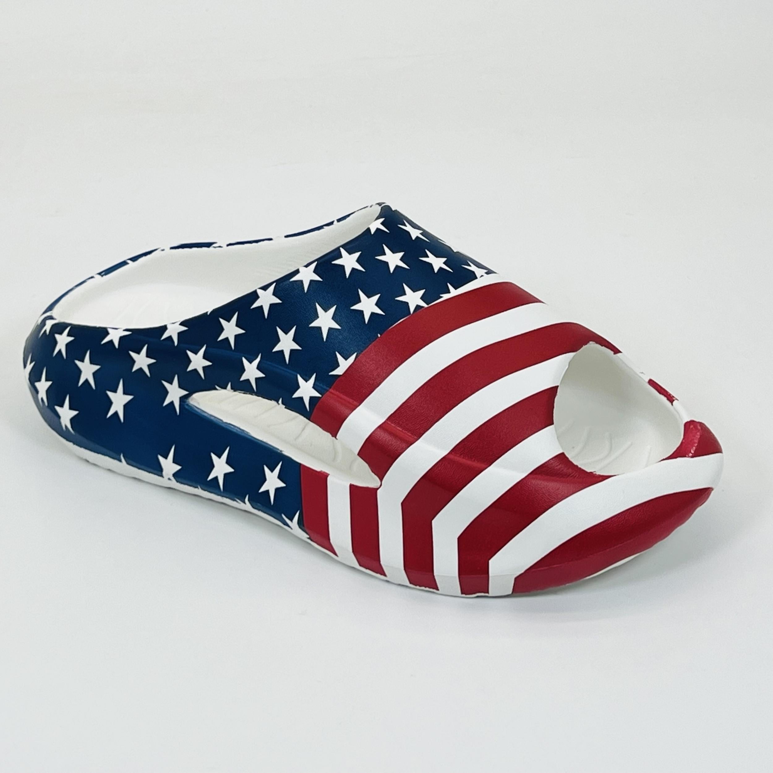 Women's Flag Pattern Pillow Slides Soft Sole Shoes