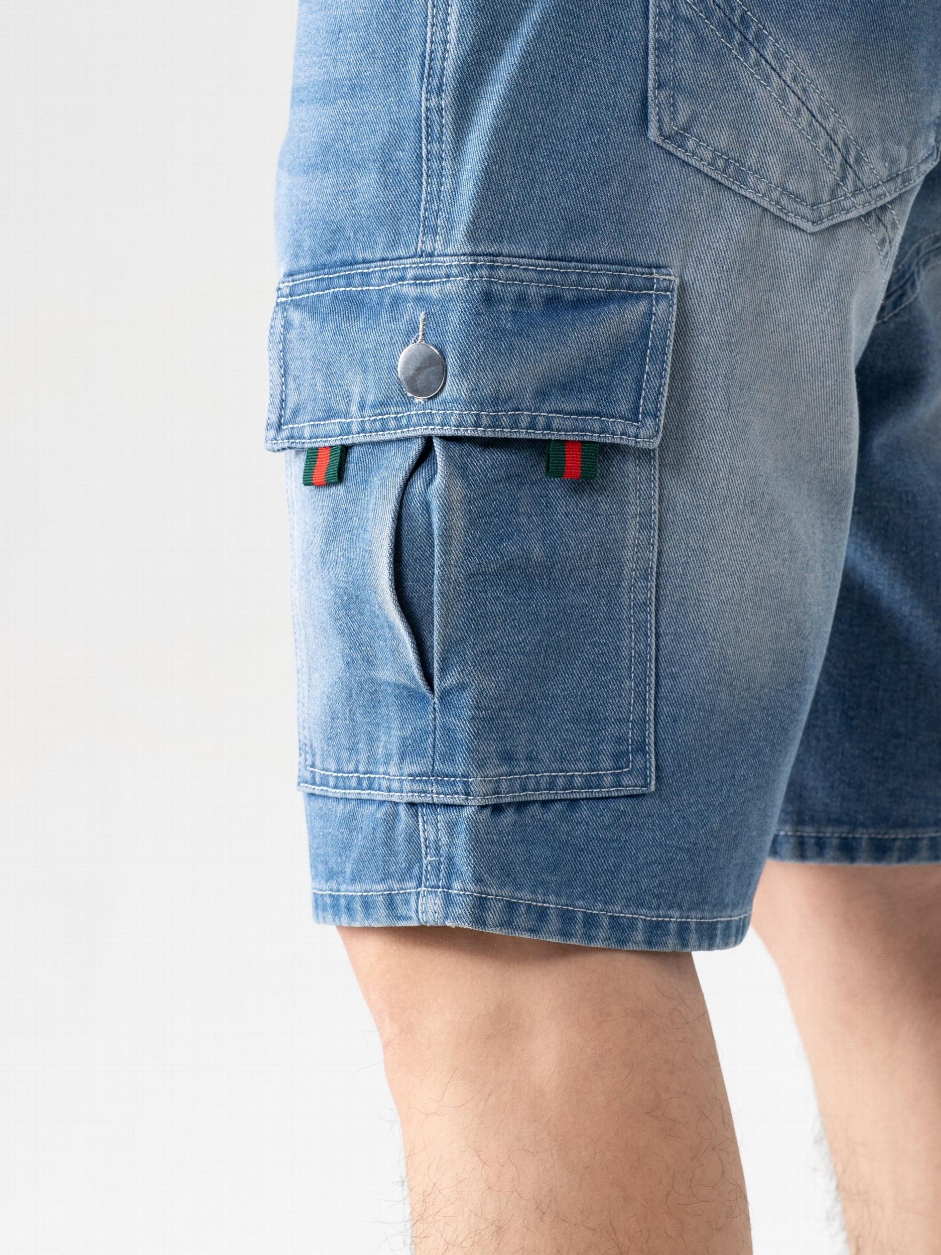 Men's Distressed Denim Shorts with Flap Pockets