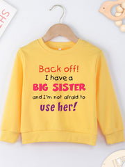 Girls 'Big Sister' Print Crew Neck Sweatshirt - Long Sleeve Pullover