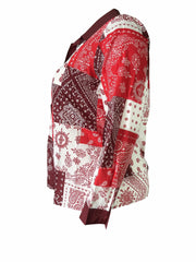 Women's Plus Paisley Print Long Sleeve Button Up Blouse