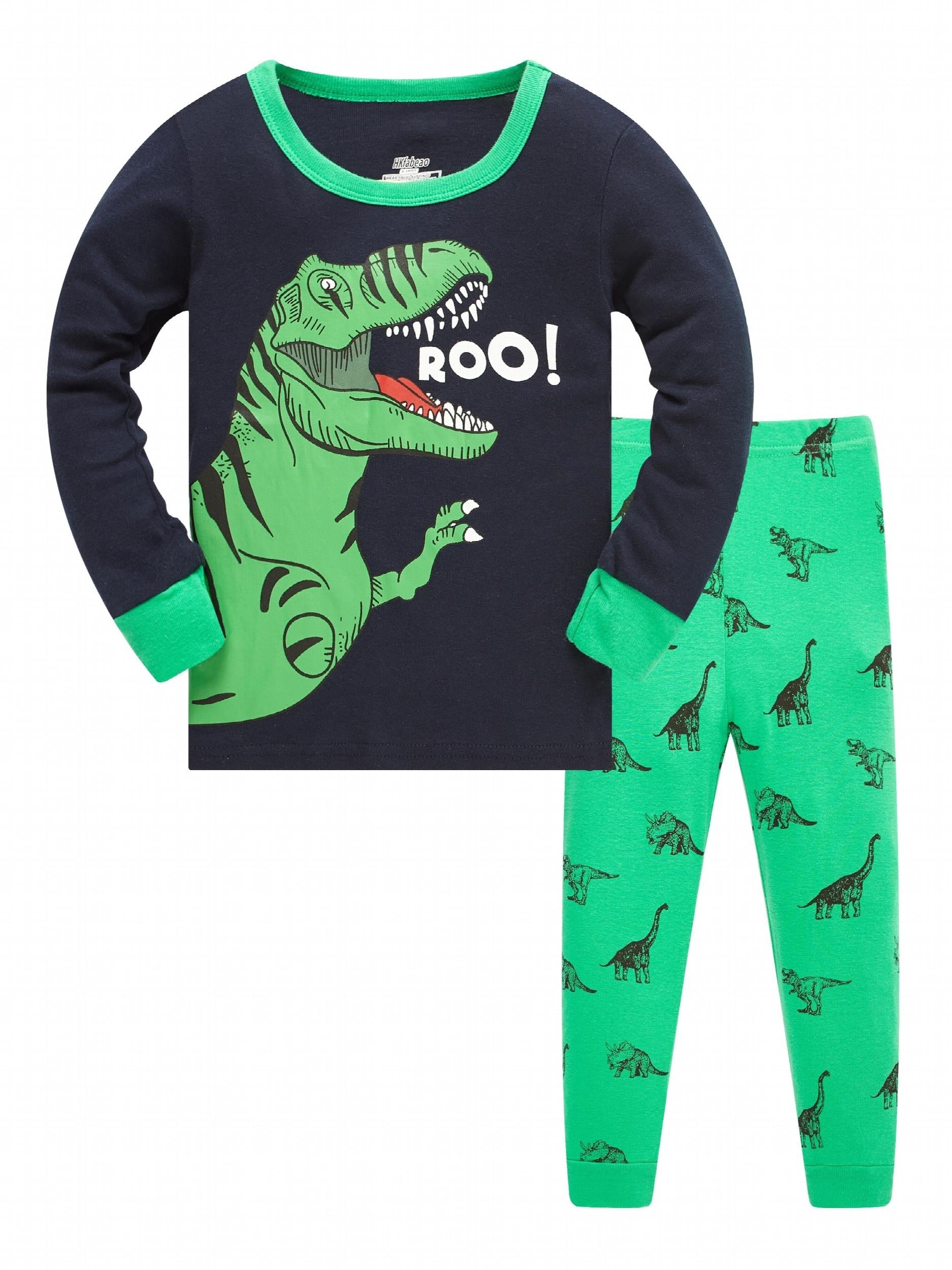 Boys Dinosaur Print Pajamas Set Cozy Long Sleeve Homewear