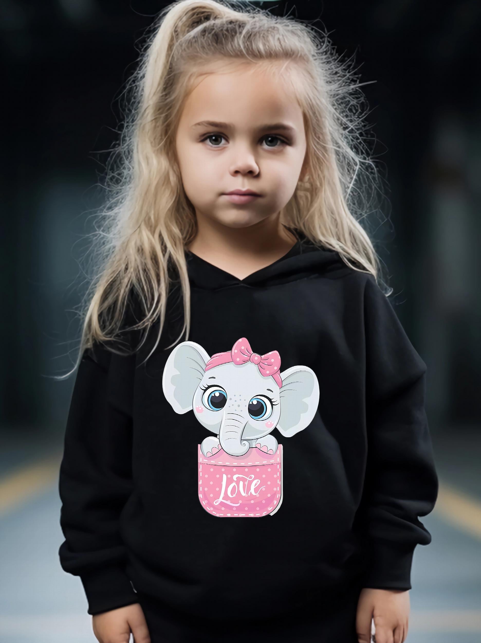 Kids Elephant Pocket Print Hoodie & Pants Set