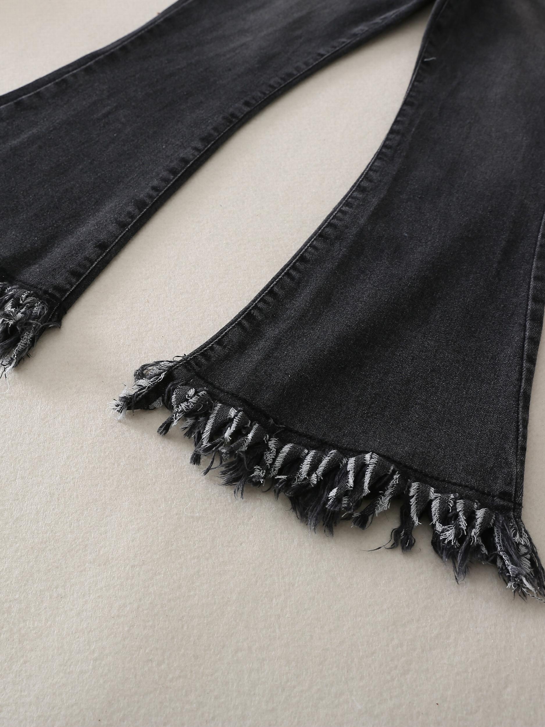 Girls Flared Tassel Jeans Denim Pants for Summer Kids