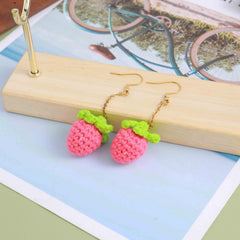 Strawberry Braided Earrings Stainless Steel Women