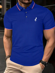 Men's Lizard Polo Shirt Stretch Breathable Button Up Short Sleeve