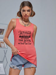 Women's Letter Graphic Tank Top, Round Neck Casual Loose Sports Shirt