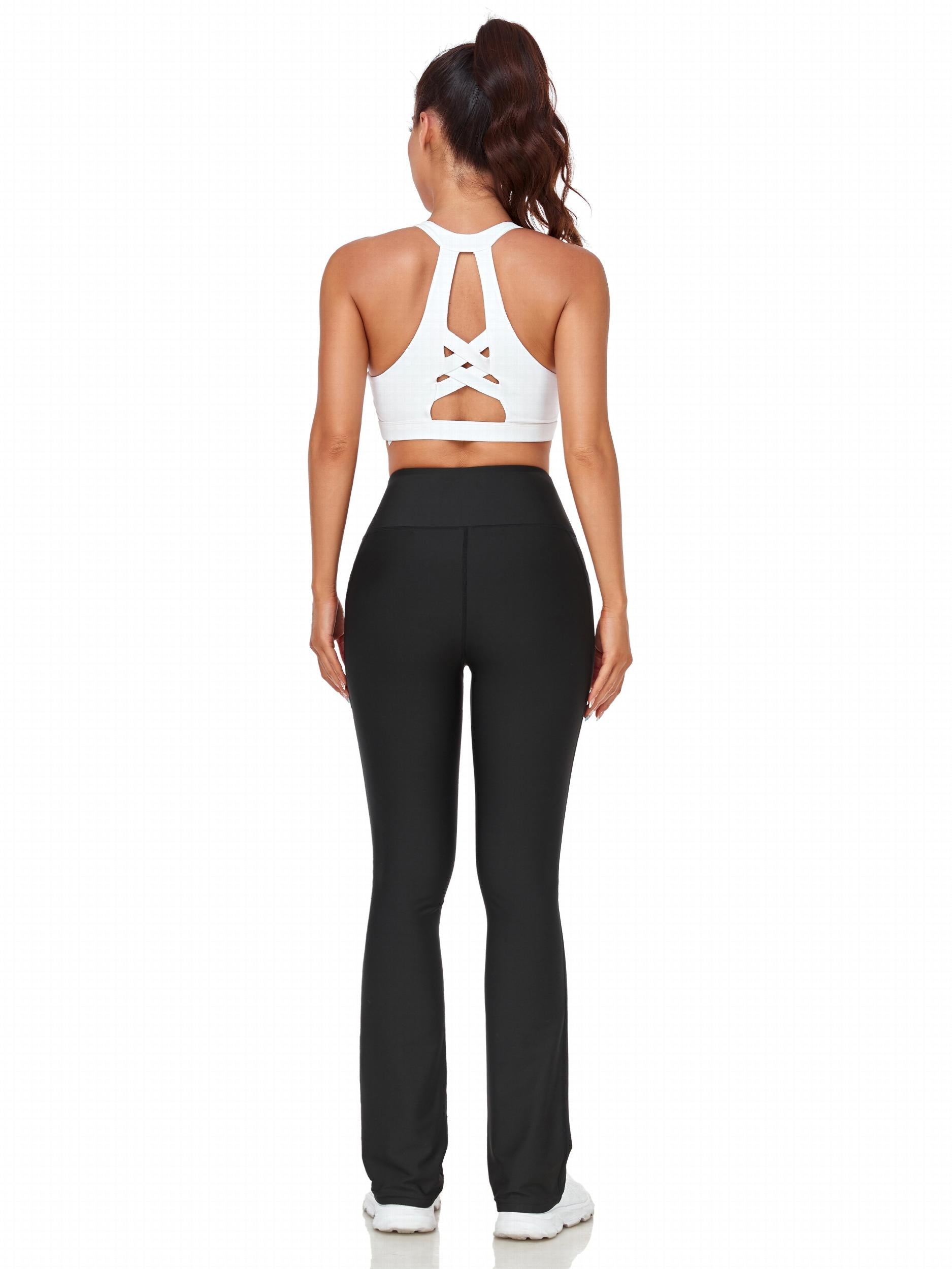 High Waist Wide Leg Pants Sweat Absorption Stretchy Yoga Dance Flared Pants