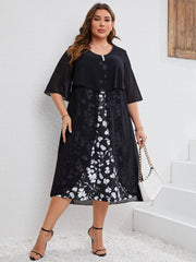 Women's Floral Print Layered Sleeve Dress