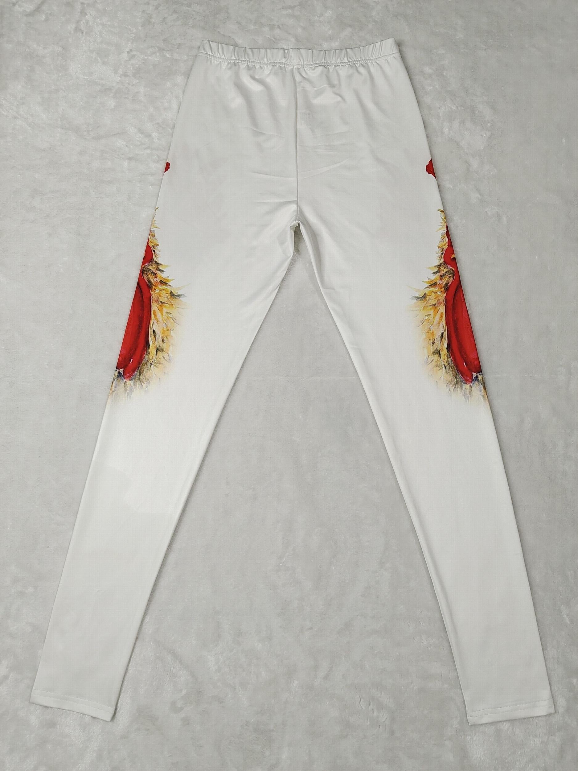 Rooster Print Skinny Leggings Casual Stretchy Leggings Women's Clothing