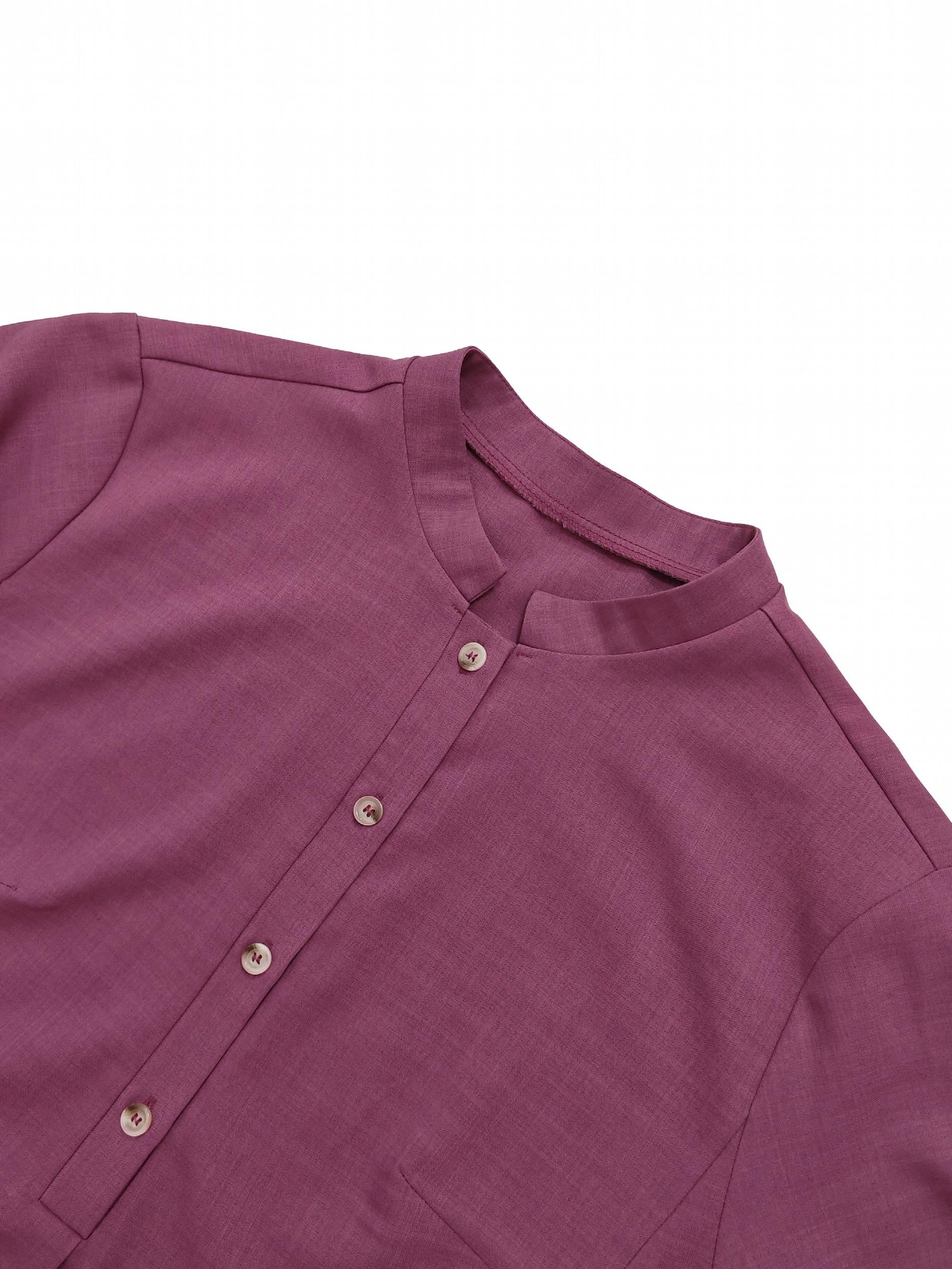 Long Sleeve Button Up Tunic Top With Pockets