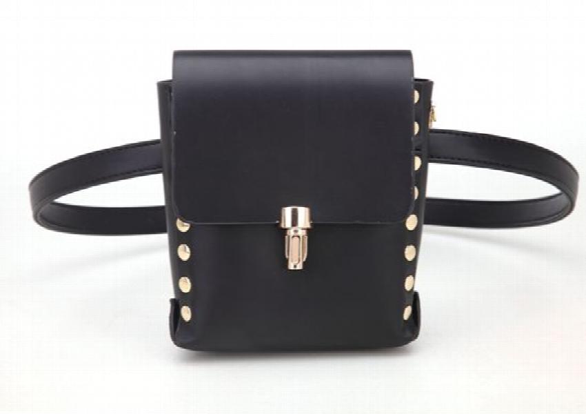 PU Leather Waist Packs Bum Bag Women Rivet Belt Money Pouch