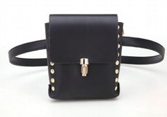 PU Leather Waist Packs Bum Bag Women Rivet Belt Money Pouch
