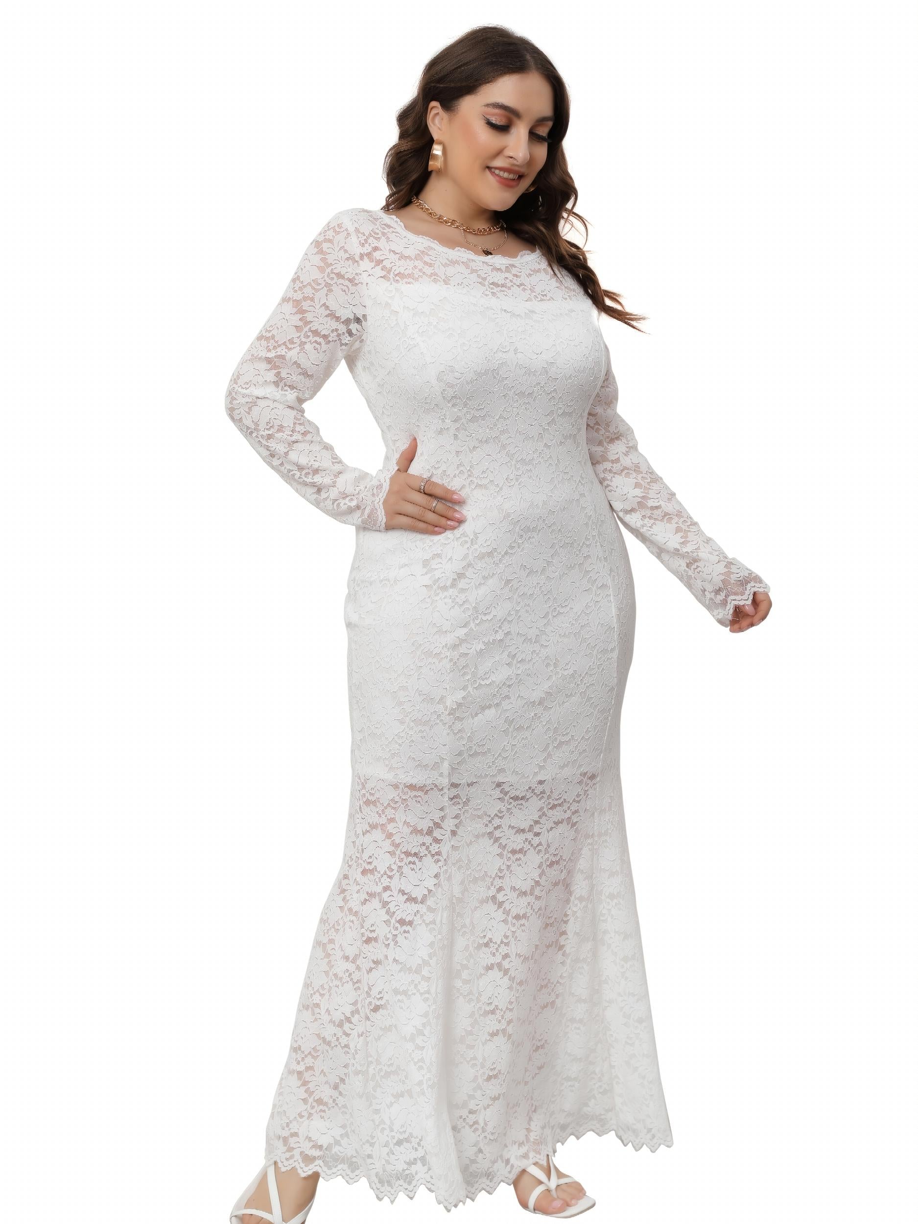 Floral Print Mesh Sleeve Maxi Dress Plus Size
