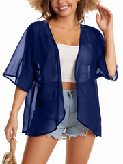 Casual Cover Up Women's Plus Short Sleeve Cardigan